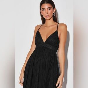 Sweet Lemon V-Neck Evening Dress